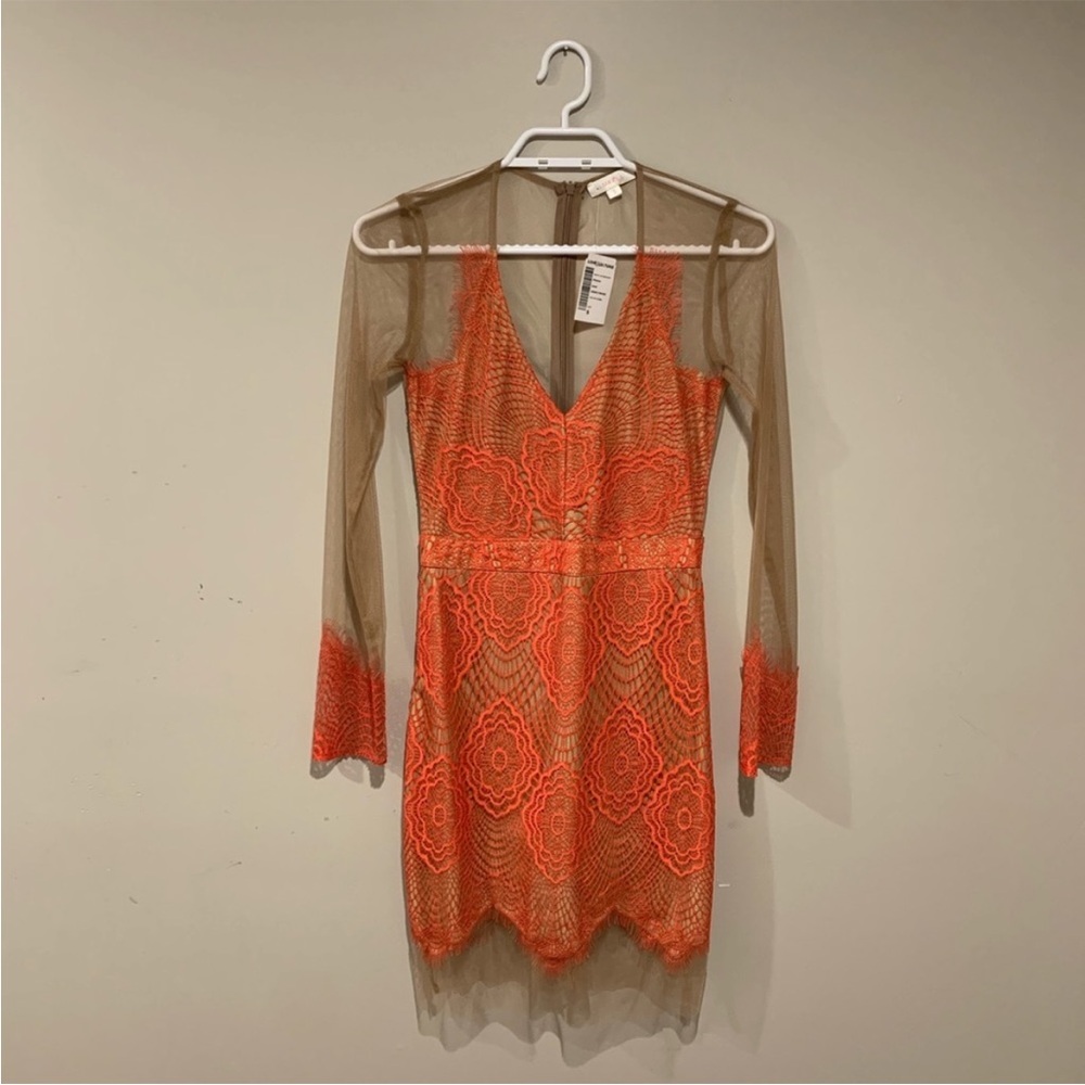 Coral lace and mesh Luxxel dress size small